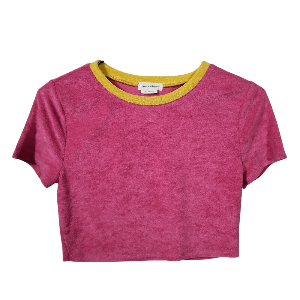 Lovers And Friends Contrast Trim Magenta Lana Crop Top Size M - Picture 2 of 5